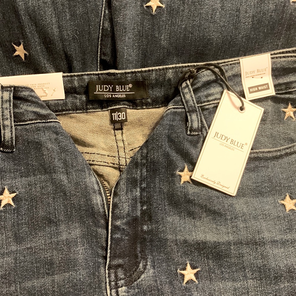 JUDY BLUE Star Embroidery Super Flare Hi Rise Jeans NWT 11/30